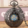 Vintage Charm Roman Numerals Mechanical Hand Winding Men's Pocket Watch Antique Stylish Thanksgiving Gift Retro Pocket Timepiece