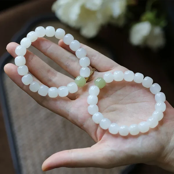 Natural high quality Hotan Jade white jade bracelet single circle female 10mm Bead Bangle Lucky Amulets Jewelry Accessories