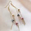 Flower & Metal Tassel Drop Earrings