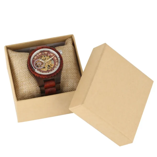 Luxury Men's Watch Automatic Mechanical Wooden Watch Roman Numerals Display Wood Bangle Wristwatch Creative Male Timepiece reloj