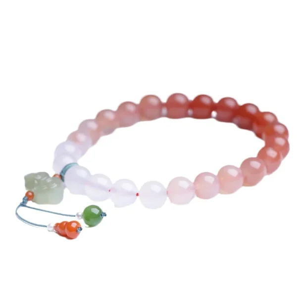 Natural Salt Source Agate Gradient Bracelet With Crimson Agate Paired Accessories For Women's Single Loop Best Friend Bracelet